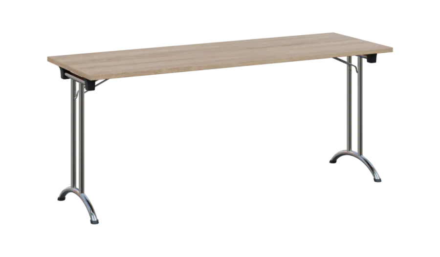 SLC 180 chrom skládací jednací stůl 1800x600, deska 25 mm, podnož chrom, deska dub bardolino